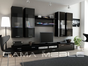 SET LIVING CU LED DREAM 1 NEGRU DESIGN MODERN CM
