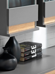 SET LIVING MODULAR MODO, CU ILUMINARE LED, ANTRACIT/STEJAR WOTAN, STIL MODERN, ASM - Img 7