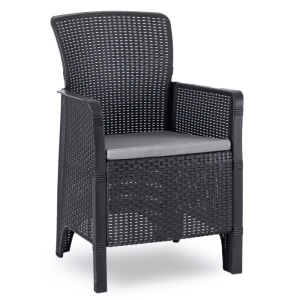 SET MOBILIER DE GRADINA/TERASA,ARGOS 160-260CM, ARTIM MEBLE, MASA SI 8 FOTOLII, DIN TEHNORATAN SI COMPOZIT, CULOARE NUC/NEGRU - Img 6