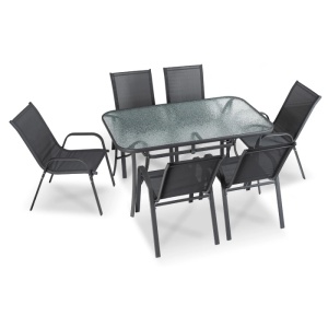 SET MOBILIER DE GRADINA/TERASA, LIBERTY, ARTIM MEBLE, DIN TEHNORATAN, TEXTIL SI STICLA, CULOARE NEAGRA - Img 3