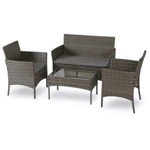 SET MOBILIER DE GRADINA/TERASA, MISSISSIPI, ARTIM MEBLE, DIN METAL, TECHNORATAN SI STICLA, CULOARE GRI - Img 4