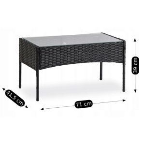 SET MOBILIER DE GRADINA/TERASA, MISSISSIPI, DIN METAL, TECHNORATAN, TEXTIL SI STICLA, CULOARE NEGRU/BEJ, ARTIM MEBLE - Img 13