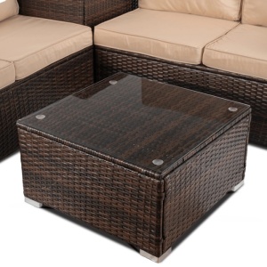 SET MOBILIER DE GRADINA/TERASA, NEGRO, ARTIM MEBLE, DIN TEHNORATAN, TEXTIL SI STICLA, CULOARE MARO/BEJ - Img 3