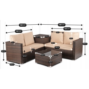SET MOBILIER DE GRADINA/TERASA, NEGRO, ARTIM MEBLE, DIN TEHNORATAN, TEXTIL SI STICLA, CULOARE MARO/BEJ - Img 10