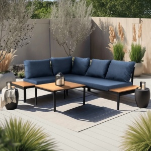 SET MOBILIER DE GRADINA/TERASA, NORMAN, ARTIM MEBLE, DIN METAL SI COMPOZIT, CULOARE BEJ/BLUEMARIN