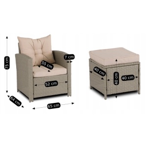 SET MOBILIER DE LUAT MASA, GRADINA/TERASA, COLORADO, ARTIM MEBLE, DIN METAL, TECHNORATAN SI STICLA, CULOARE BEJ - Img 13