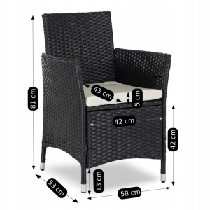 SET MOBILIER GRADINA, ARTIM MEBLE, MASA SI 8 SCAUNE, REALIZAT DIN POLIRATAN, CULOARE NEGRU/BEJ, STIL MODERN - Img 10