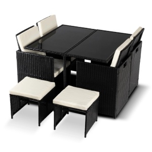 SET MOBILIER GRADINA, ARTIM MEBLE, REALIZAT DIN POLIRATAN SI TEXTIL, CULOARE NEGRU/CREM, STIL MODERN - Img 3
