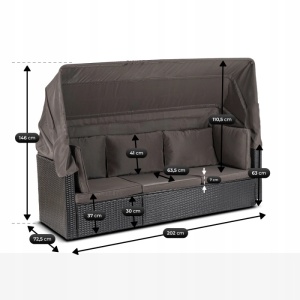SET MOBILIER TERASA/GRADINA, CALIENTE, ARTIM MEBLE, DIN TEHNORATAN SI TEXTIL, CULOARE NEGRU/MARO - Img 13