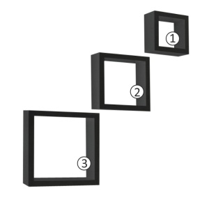 SET RAFTURI KVADRO NEW DR-WS-6103, 3 BUCATI, NEGRU, DIN MDF INFOLIAT, STIL MODERN, TK - Img 1