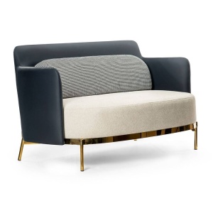 Sofa confortabila TEDDY, crem/albastru si auriu, stil modern, ATR