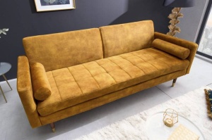 SOFA EXTENSIBILA, COUTURE 195CM, MICROFIBRA GALBEN PAL, COD 42490, MODEL DEOSEBIT - Img 8