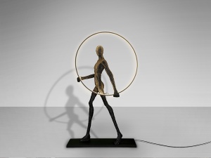 STATUETA DECORATIVA CAMINANTE, 150 CM, NEGRU MAT, DIN FIBRA DE STICLA SI RASINA, STIL MODERN - Img 3
