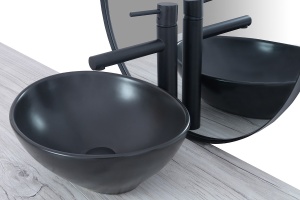 STOC!!!LAVOAR REA SOFIA N, 41CM, NEGRU MAT, MONTAJ PE BLAT, DESIGN DEOSEBIT, CALITATE SUPERIOARA - Img 7
