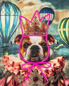 TABLOU BULDOG NEON BALOON, ILUMINAT CU LED, 80X100 cm - Img 4