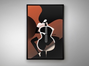 TABLOU DECORATIV CU LED, VIOLONCEL 120CM, PANZA IMPRIMATA, DESIGN EXCLUSIV - Img 2
