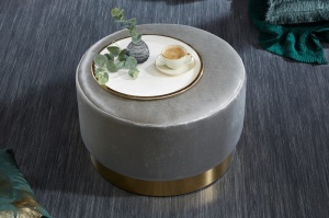 TABURET ELEGANT BAROCK 39245 ARGINTIU/AURIU STIL CLASIC - Img 1