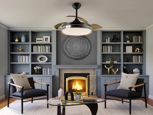 VENTILATOR HERON, CU TELECOMANDA, 39/52 CM, NEGRU/AURIU/FUMURIU, DIN METAL, ACRIL SI PIELE ECOLOGICA, STIL MODERN