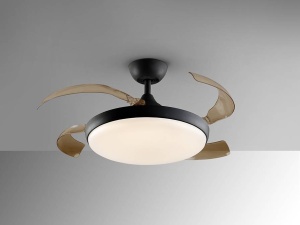 VENTILATOR VENTURI, CU TELECOMANDA, 40/52 CM, NEGRU MAT/OPAL/FUMURIU, DIN METAL SI ACRIL, STIL MODERN - Img 4