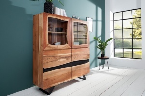 VITRINA 140CM, DESIGN VINTAGE/INDUSTRIAL, AMAZONAS, COD 38330, DIN LEMN MASIV DE SALCAM