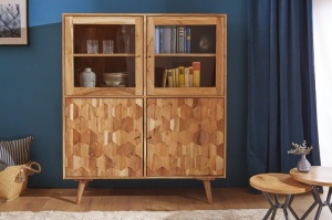 VITRINA/ BUFET LEMN MASIV, MYSTIC 140CM DIN LEMN ACACIA, COD 39942, DESIGN RETRO - Img 2