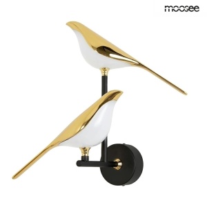 APLICA BIRD TWIN GOLD, CONFECTIONAT DIN ACRIL SI METAL, STIL MODERN