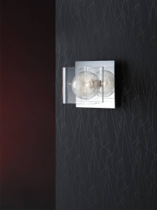 APLICA ECLIPSE, 16 CM, CROM/TRANSPARENT, DIN METAL SI STICLA, STIL MODERN