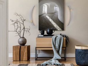 APLICA SMILE, 58 CM, NEGRU MAT/AURIU/OPAL, DIN METAL SI ACRIL, STIL MODERN