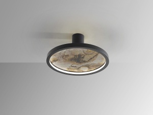 APLICA STONE, 15 CM, NEGRU MAT/GRI, DIN METAL SI ARDEZIE SINTETICA, STIL MODERN