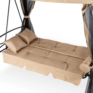 BALANSOAR DE GRADINA, ARTIM MEBLE, REALIZAT DIN TEXTIL IMPERMEABIL SI METAL, CULOARE NEAGRA/BEJ, STIL MODERN - Img 4