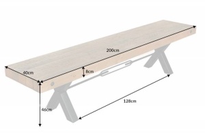 BANCA, THOR 200CM, LEMN MASIV DE PIN, DESIGN INDUSTRIAL - Img 6