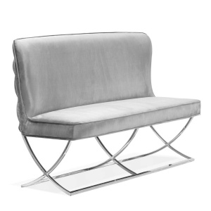 BANCUTA/SOFA SCARLET, GRI/CROM, TAPITERIE DIN CATIFEA SI PICIOARE DIN METAL, STIL MODERN