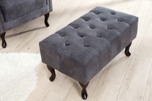 BANCUTA/TABURET, DESIGN ENGLEZESC, CHESTERFIELD, GRI ,80CM, COD 37474 - Img 2