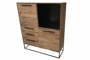 BUFET 120CM, STRAIGHT COD 40294, LEMN MASIV DE SALCAM, DESIGN INDUSTRIAL - Img 1