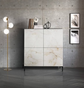 BUFET/DULAP LIVING 110CM, KIM ALABASTRU, COD 5081, STIL MODERN, REALIZATA DIN METAL SI PANOURI ECO - Img 4