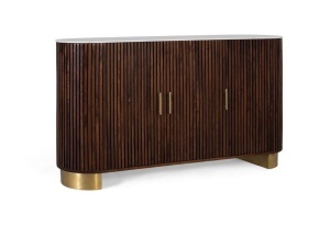 BUFET LIVING, 150CM, LEMN MASIV DE MANGO CU FINISAJ NUC SI MARMURA SINTETICA, DESIGN ELEGANT, ARTIM GROUP SELECTION
