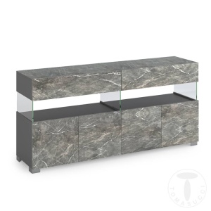 BUFET LIVING 172CM, FLOAT MARBLE, COD 5063, STIL MODERN, REALIZATA DIN PANOURI LAMINATE, EFECT MARMURA - Img 1