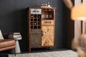 BUFET LIVING DEOSEBIT, ATELIER 120CM, REALIZAT DIN LEMN DE PIN SI METAL, CULOARE MARO ANTICHIZAT/NATUR, ARTIM GROUP