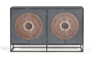 BUFET TRISTAN 150CM, GRI/MARO, DIN LEMN DE MANGO SI METAL, GINER Y COLOMER
