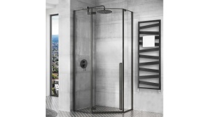 CABINA DE DUS REA DIAMOND, 80x80CM, NEGRU MAT, DIN STICLA, FARA CADITA, CALITATE SUPERIOARA - Img 3