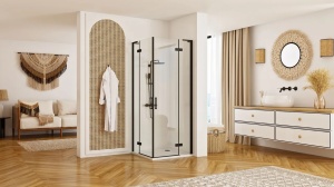 CABINA DE DUS REA HUGO DOUBLE, 80x80 CM, NEGRU, DIN STICLA, CALITATE SUPERIOARA - Img 2