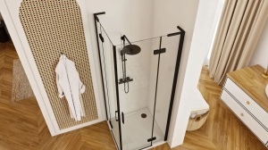 CABINA DE DUS REA HUGO DOUBLE, 90x90 CM, NEGRU, DIN STICLA, CALITATE SUPERIOARA - Img 5