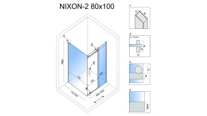 CABINA DE DUS REA NIXON, CULISANTA, 80x100 CM, CROM, DIN STICLA, CALITATE SUPERIOARA - Img 7