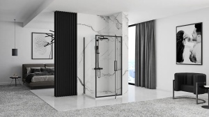 CABINA DE DUS REA RAPID SWING, 90x100CM, NEGRU, DIN STICLA, CALITATE SUPERIOARA - Img 4