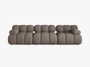 CANAPEA BELLIS, CU 3 LOCURI, CAPPUCCINO, CU TAPITERIE DIN TEXTIL STRUCTURAT LIBERTY, MICADONI