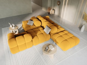 CANAPEA/COLTAR MODULAR BELLIS DREAPTA, 3 LOCURI, 282 CM, GALBEN 41, TAPITERIE DIN CATIFEA, DESIGN DEOSEBIT - Img 2