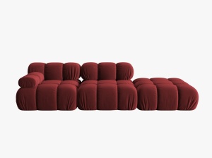 CANAPEA/COLTAR MODULAR BELLIS DREAPTA, 3 LOCURI, 282 CM, ROSU INCHIS 59, TAPITERIE DIN CATIFEA, DESIGN DEOSEBIT