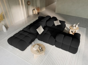 CANAPEA/COLTAR MODULAR BELLIS STANGA, 3 LOCURI, 282 CM, NEGRU 100, TAPITERIE DIN CATIFEA, DESIGN DEOSEBIT - Img 2