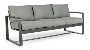 CANAPEA DE GRADINA CU 3 LOCURI, GRI, CONFECTIONATA DIN ALUMINIU SI TEXTIL, STIL MODERN