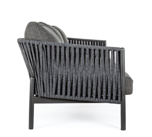 CANAPEA DE GRADINA/ERASA FLORENCIA, GRI INCHIS, CONFECTIONATA DIN ALUMINIU SI TEXTIL, STIL MODERN - Img 2